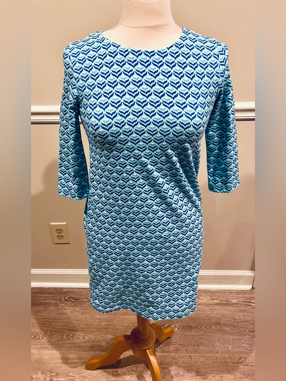 Vineyard Vines Blue Patterned Midi Shift Dress - YOUTH GIRL’S
